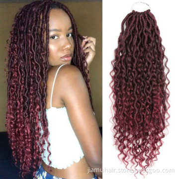 Synthetic Crochet Braids Hair Passion Twist River Goddess Locs Hair Extension Ombre Brown Faux Locs With Curly Hair